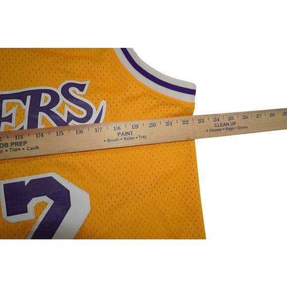Adidas Lakers Magic Johnson 32 Jersey Length+2 Hardwood Classics Gold Medium - Picture 6 of 8
